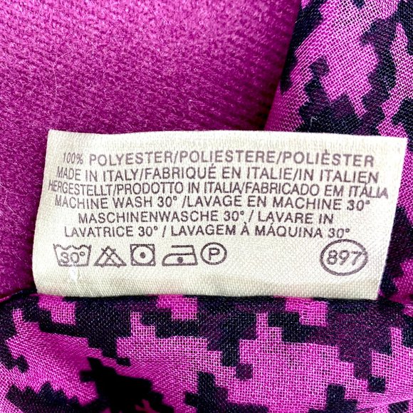 NWOT Made in Italy Tie Rack Purple and Black Houndstooth Scarf - Picture 7 of 7